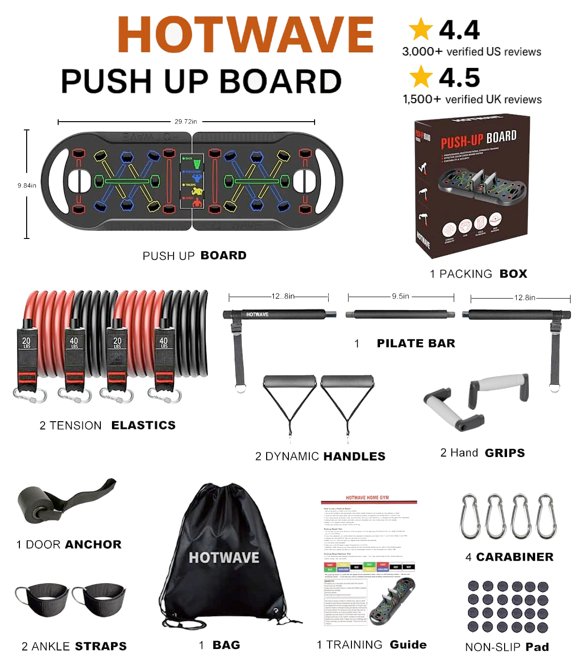 Image showing HOTWAVE 20 in 1 Push Up Board